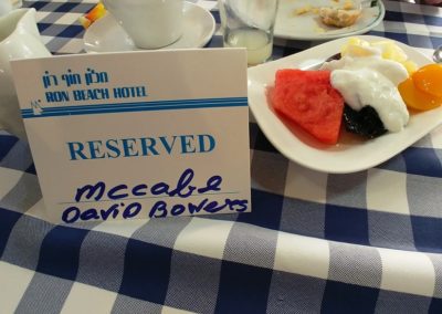 reserved table at the Ron Beach Hotel